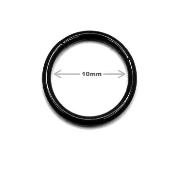Aretes Acero Negro Tipo Piercing Aro Liso 10mm Clicker