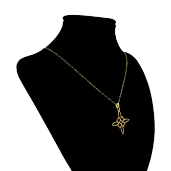Collar Acero Dorado Nudo de Bruja Amuleto Protección 3cm
