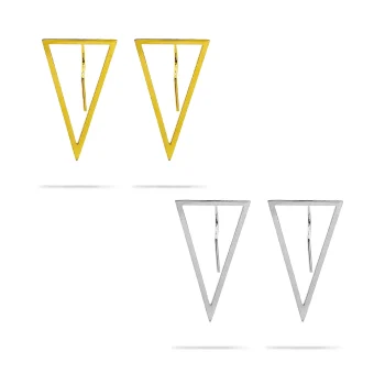 Aretes Acero Inox Triángulo Hueco Simétrico Minimalista