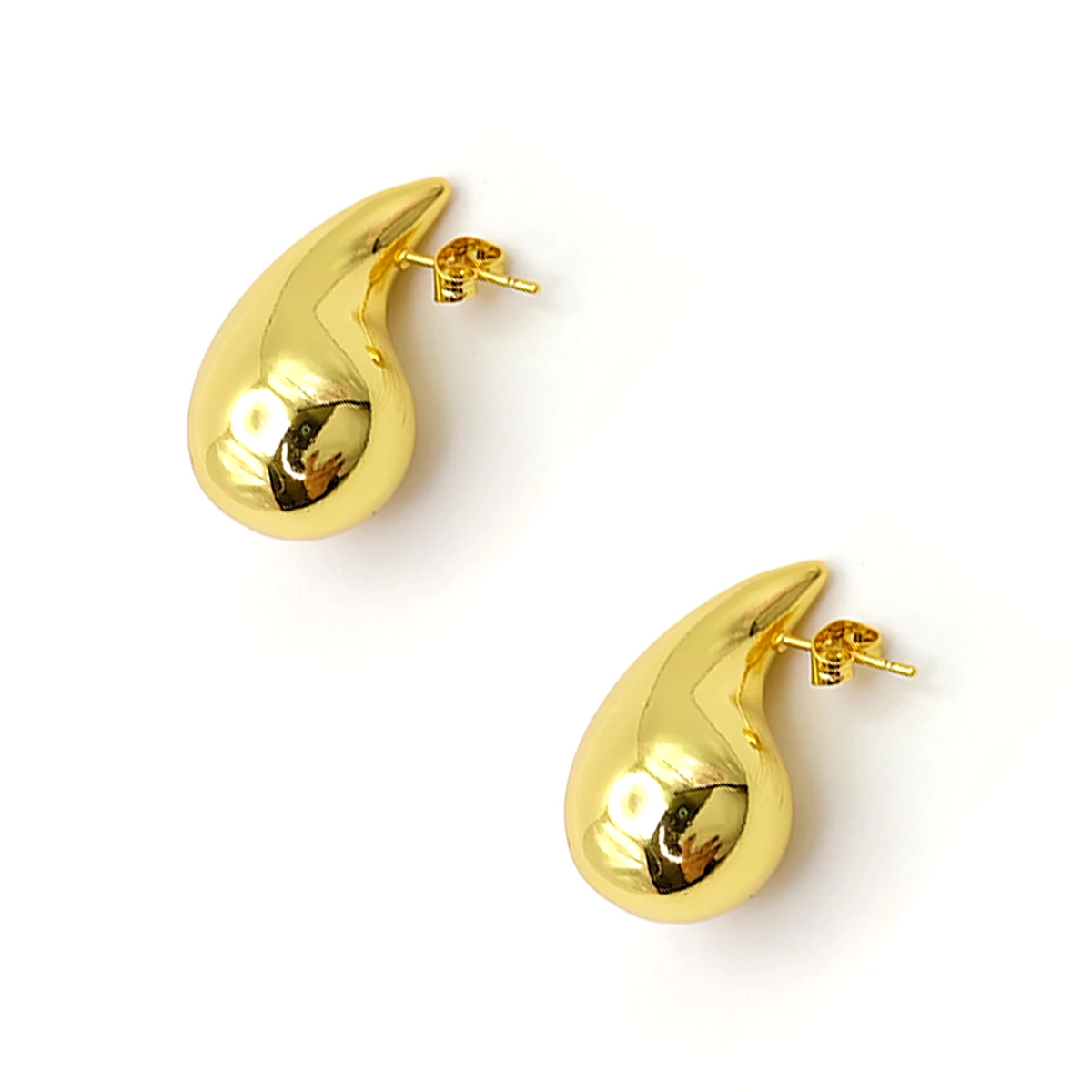 Aretes Acero Dorado Gota Agua Lisa Moda Chunky (2)