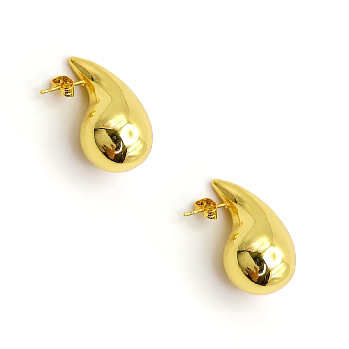 Aretes Acero Dorado Gota Agua Lisa Moda Chunky (3)