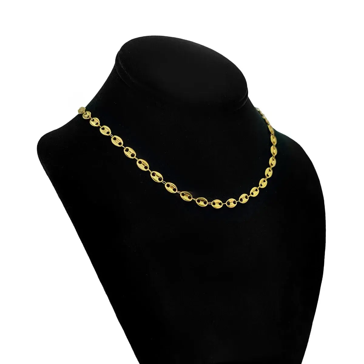 Cadena Acero Dorado Eslabón Barco Pulido Choker Moda (2)