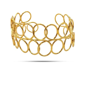 Pulsera Acero Dorado Brazalete Bucles Círculos Alambre