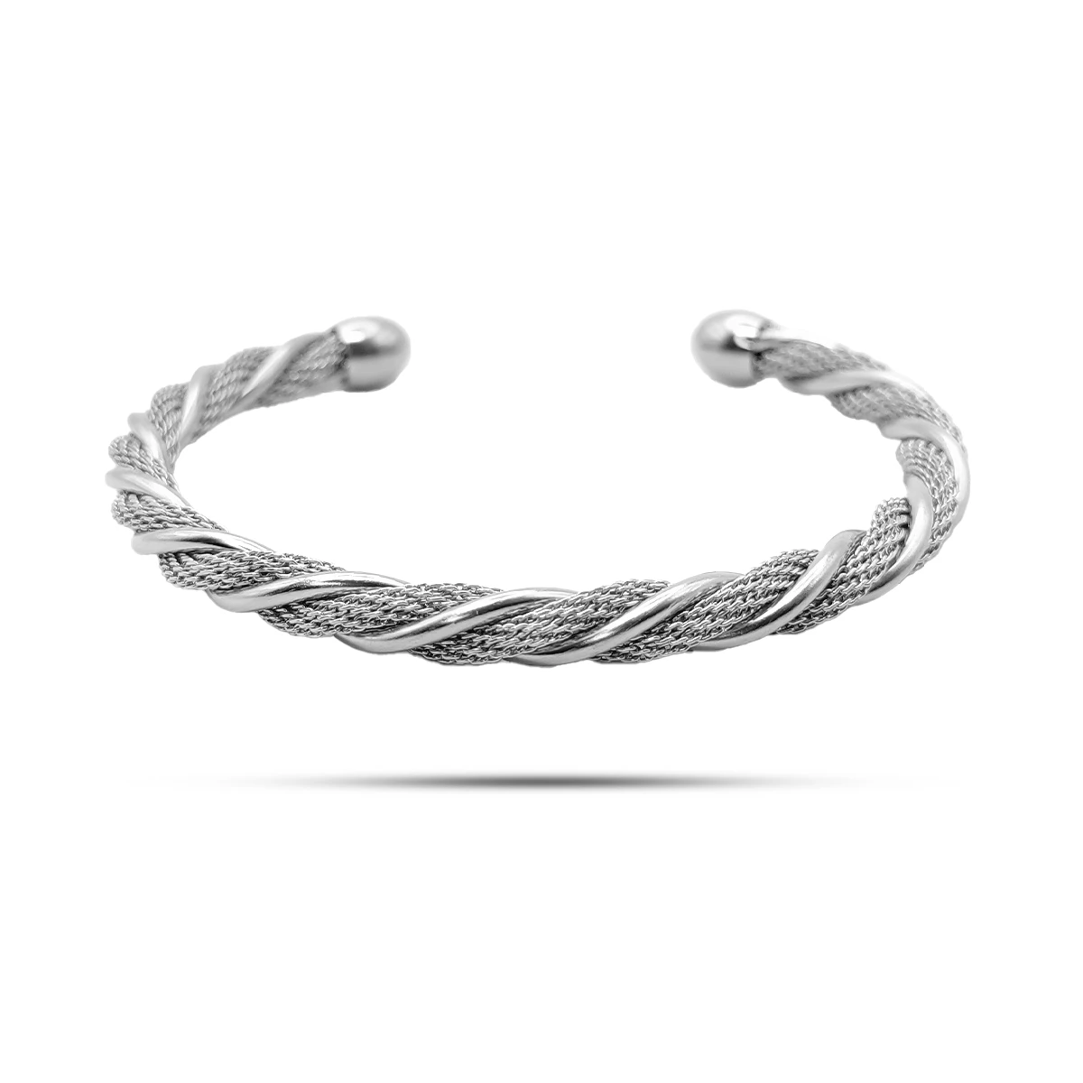 Pulsera Acero Inox Brazalete Ajustable Malla Torcido