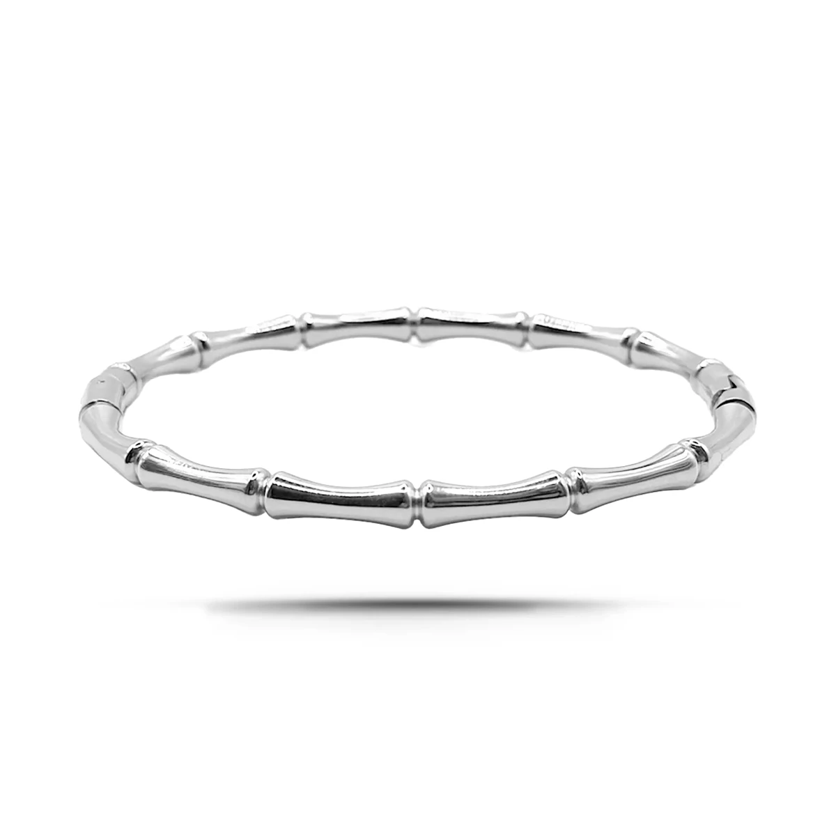 Pulsera Acero Inox Brazalete Diseño Bambú Elegante