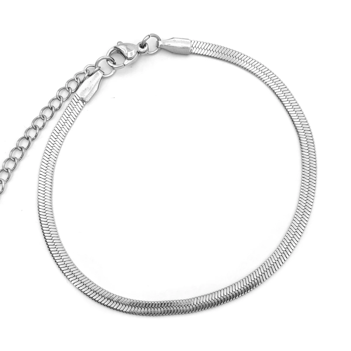 Pulsera Acero Planchada Panza de Vibora Lisa Sencilla 3mm (3)