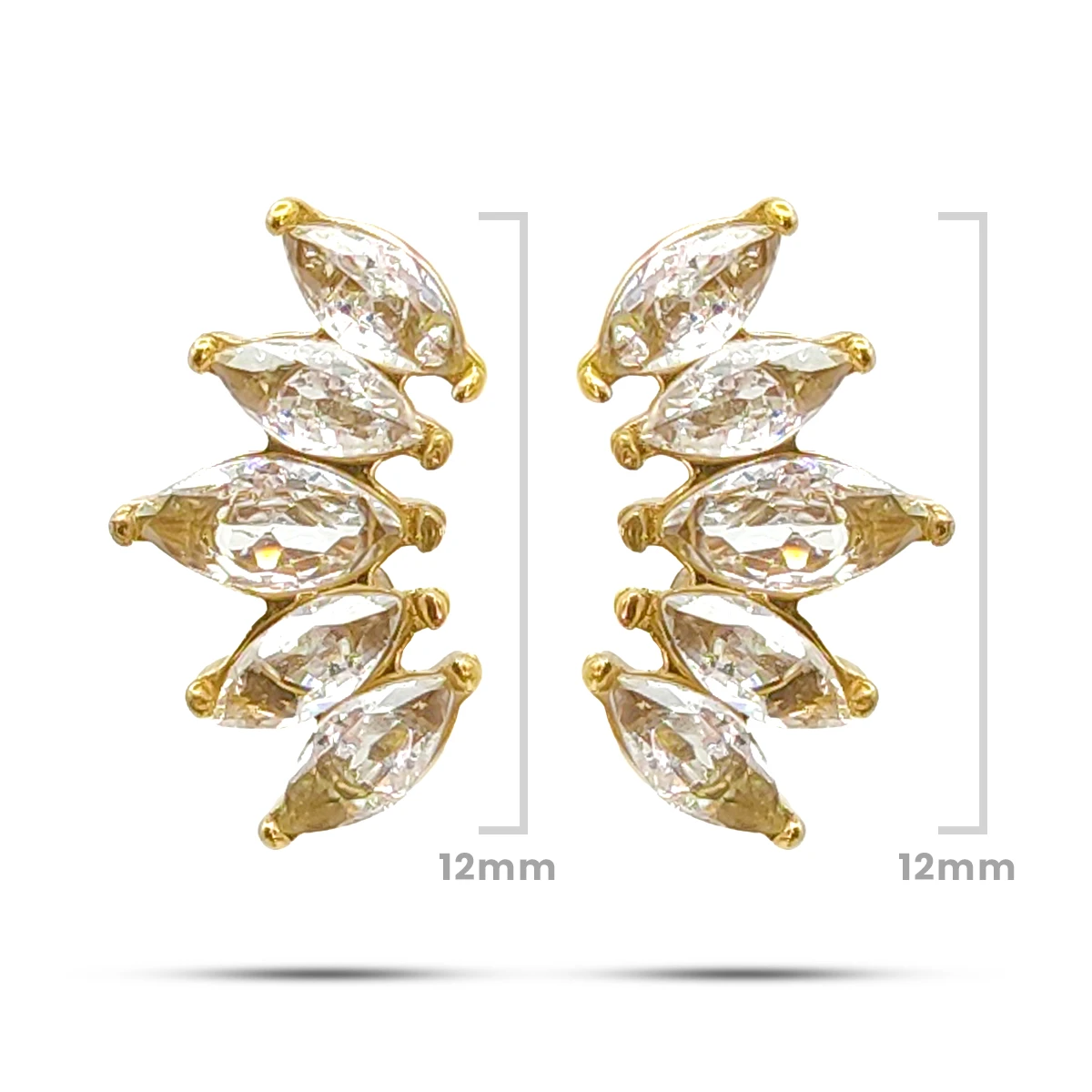 Aretes Acero Dorado Broquel Cristales Marquesa Claro