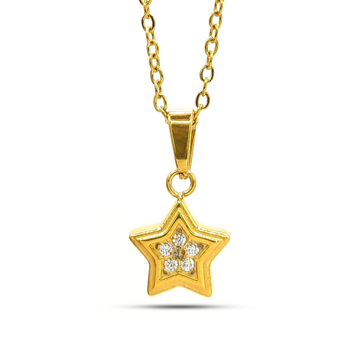 Collar Acero Dorado Mini Estrella Cristales Elegante