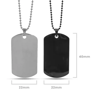 Collar Acero Placa Lisa Cadena Militar Para Grabado