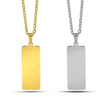 Collar Acero Placa Lisa Rectangular Para Grabado 30 mm
