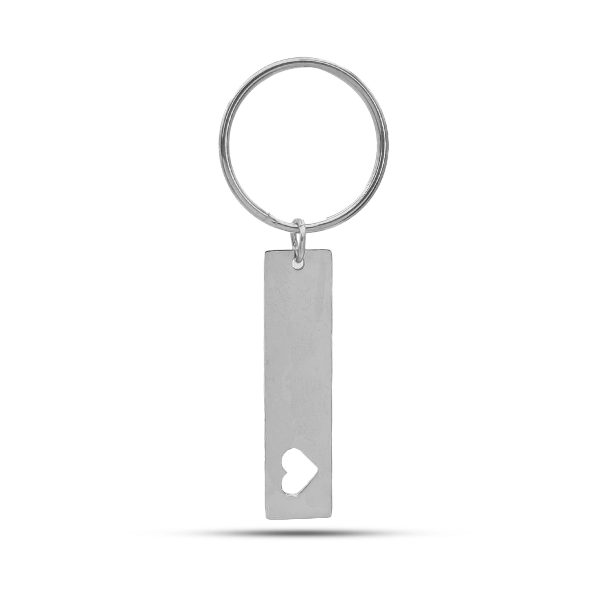 Llavero Acero Sencillo Placa Rectangular Ventana Corazón (5)