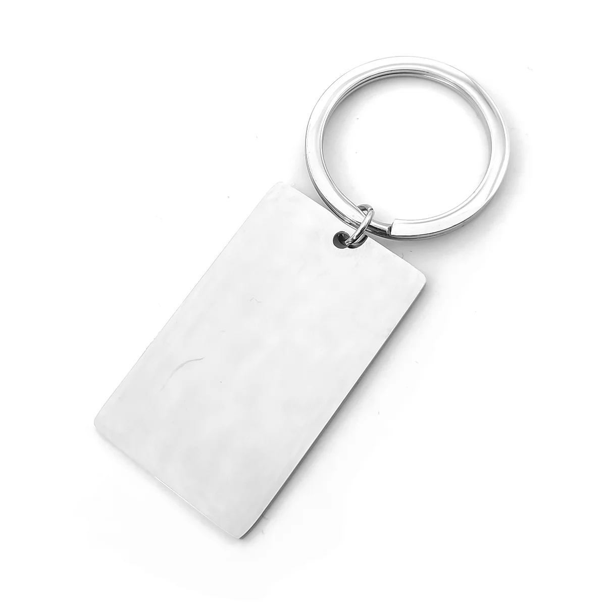 Llavero Acero Plateado Placa Lisa Rectangular 45 mm (2)