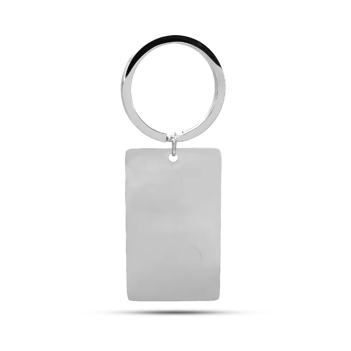 Llavero Acero Plateado Placa Lisa Rectangular 45 mm