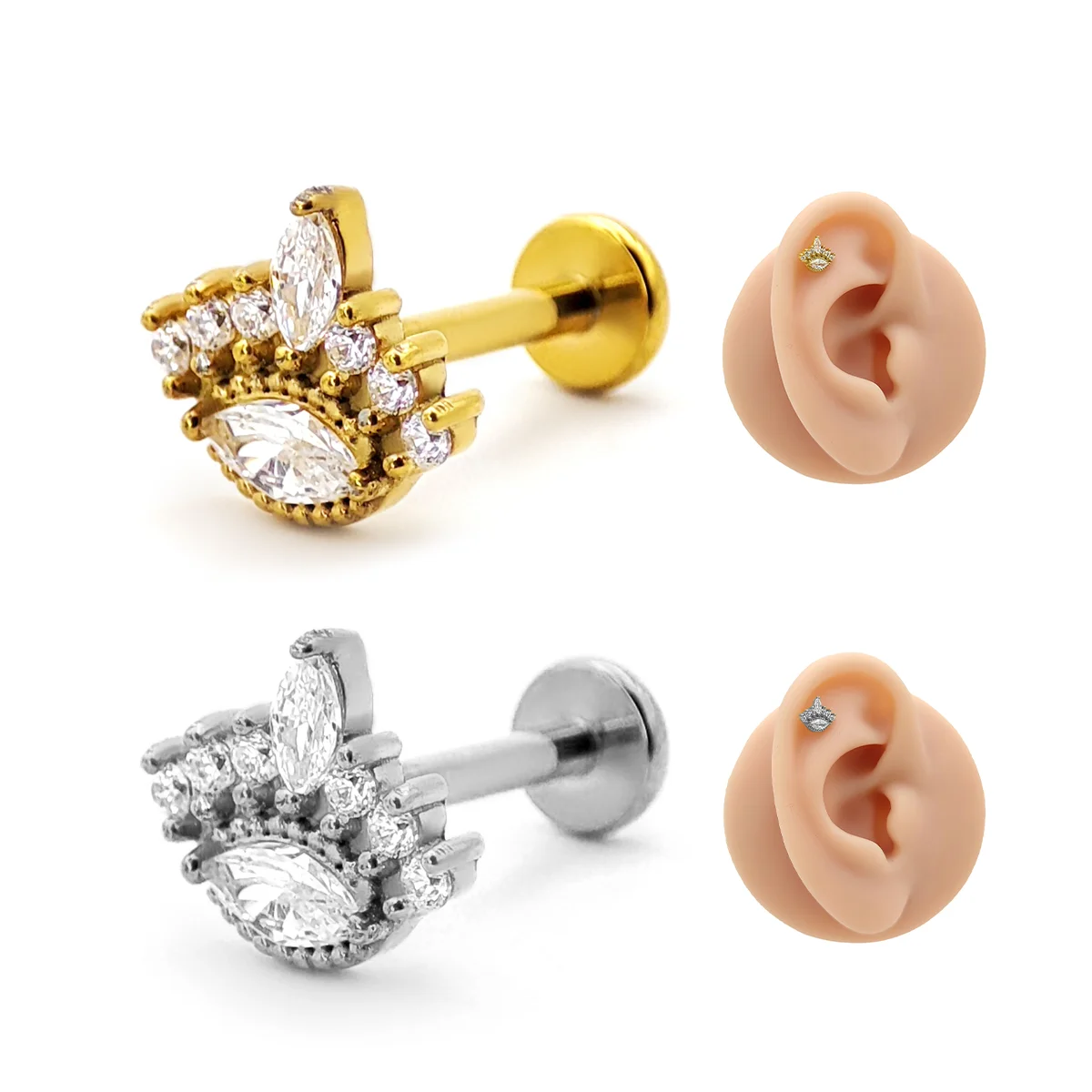 Piercing de Oreja Acero Ojo Místico Pestañas Zirconias