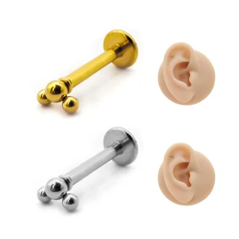 Piercing de Oreja Acero Tres Balines Esferas Minimalista