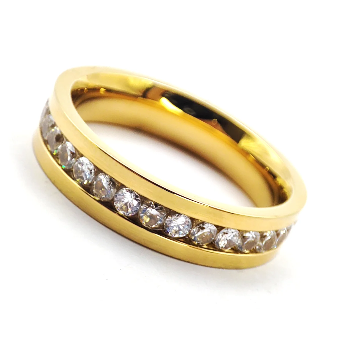 Anillo Acero Dorado Argolla Estilo Churumbela Biselada 3