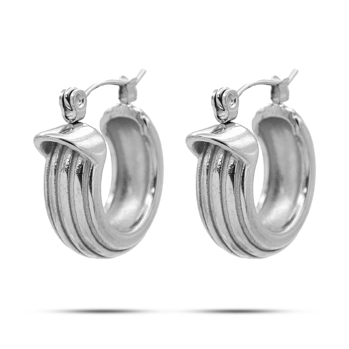 Aretes Acero Inox Arracada Textura Lineas Verticales