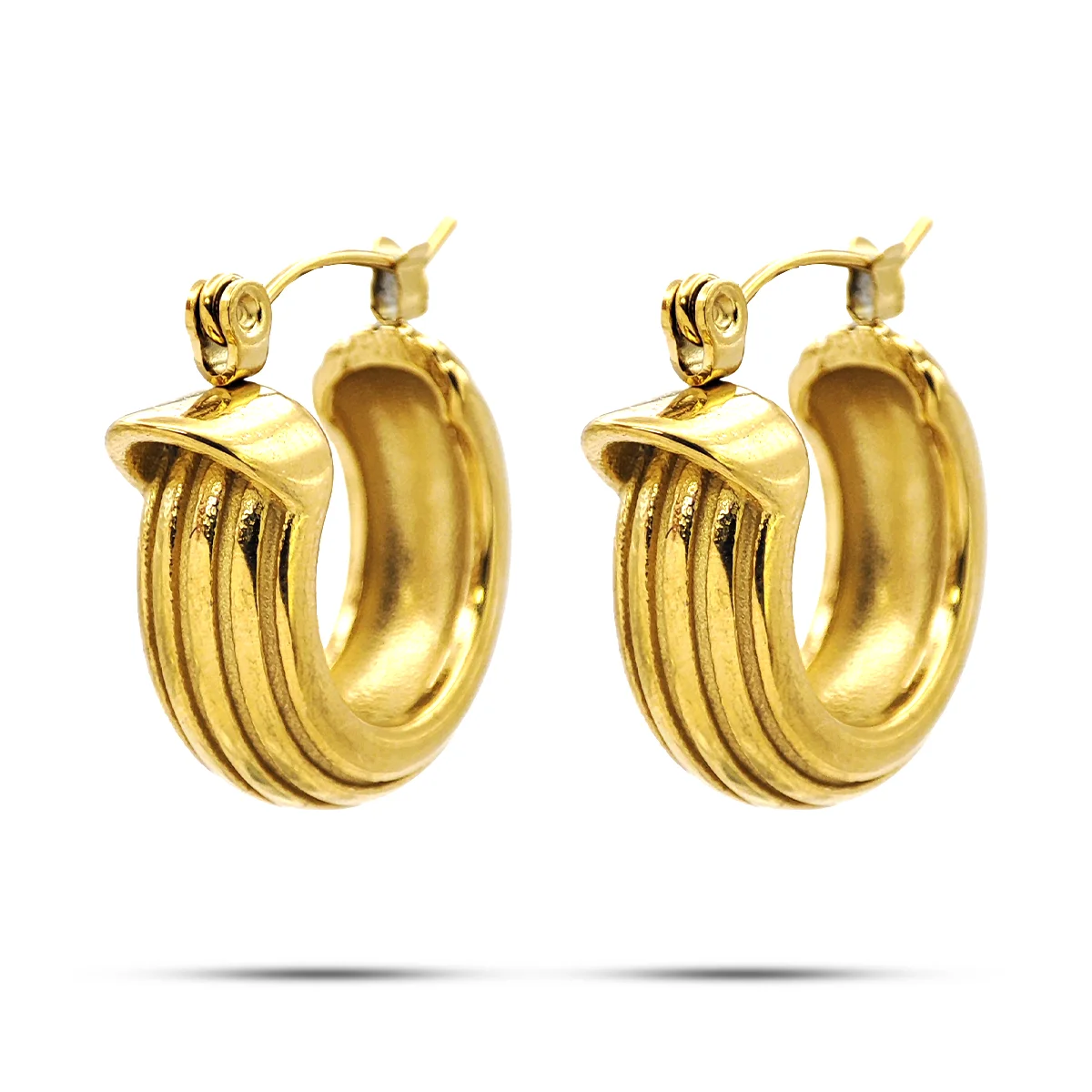Aretes Acero Inox Arracada Textura Lineas Verticales