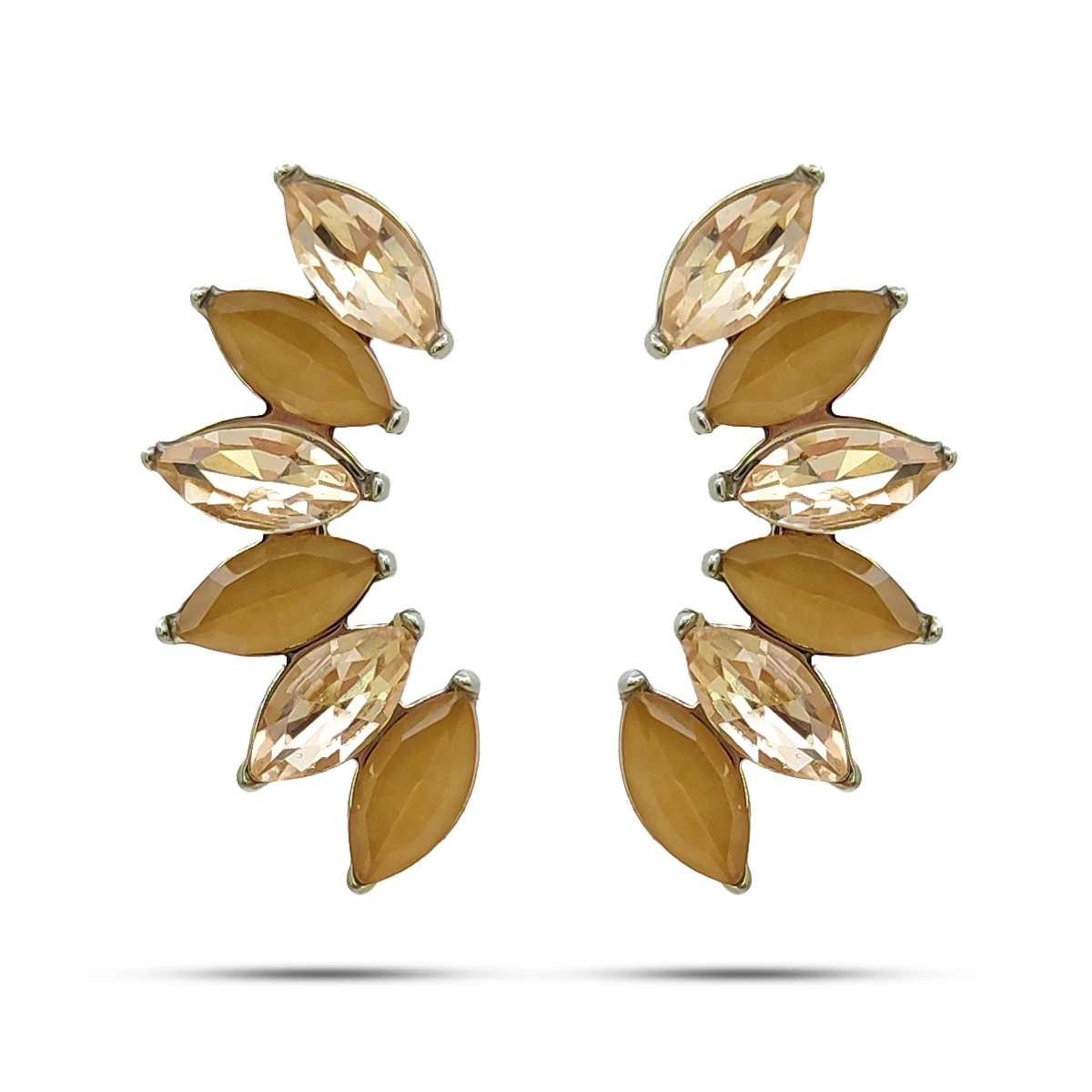 Aretes Acero Plateado Cristales Marquesa Lambada Melón