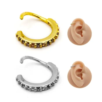 Piercing de Oreja Acero Aro Argolla Sin Fin Cristales