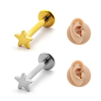 Piercing de Oreja Acero Estrella Lisa Plana Sencilla