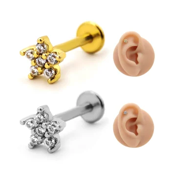 Piercing de Oreja Acero Mini Estrella Seis Zirconias