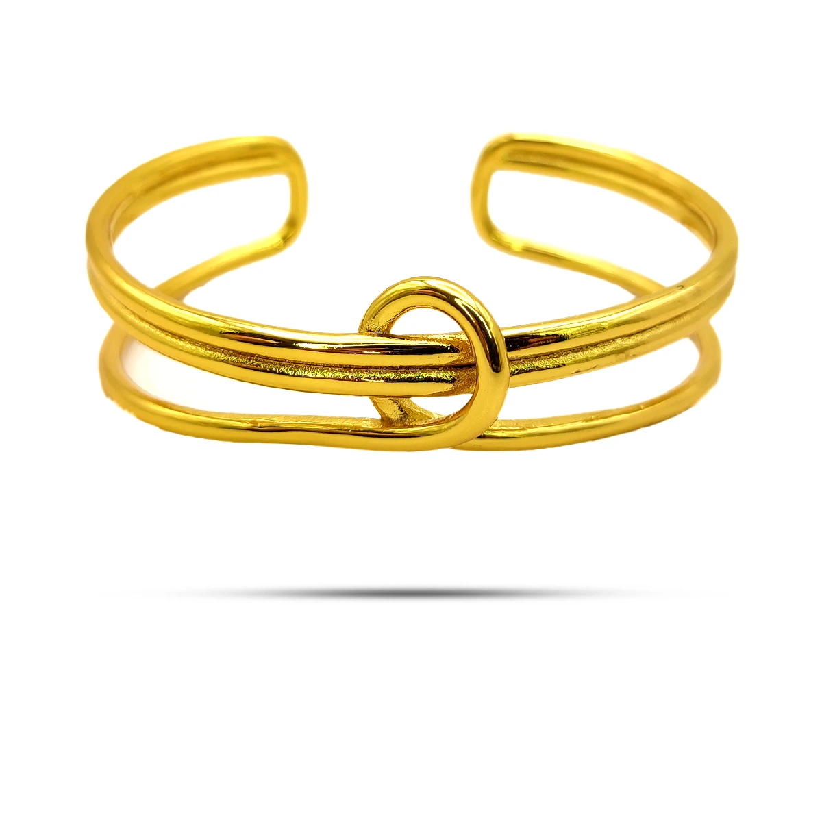 Pulsera Acero Dorado Brazalete Nudo Elegante Ajustable