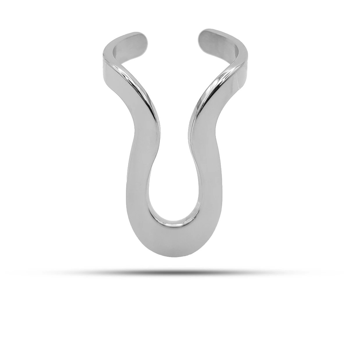 Anillo Acero Inox Plateado Contorno Gota Largo Ajustable