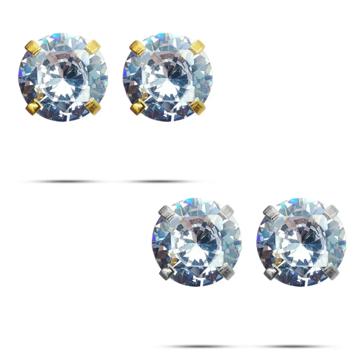 Aretes Acero Broquel Dormilon Bola Zirconia Circular