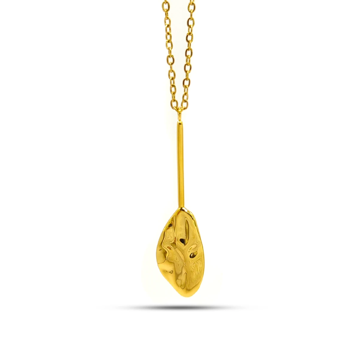 Collar Acero Dorado Corbatero Gota Iregular Martillada