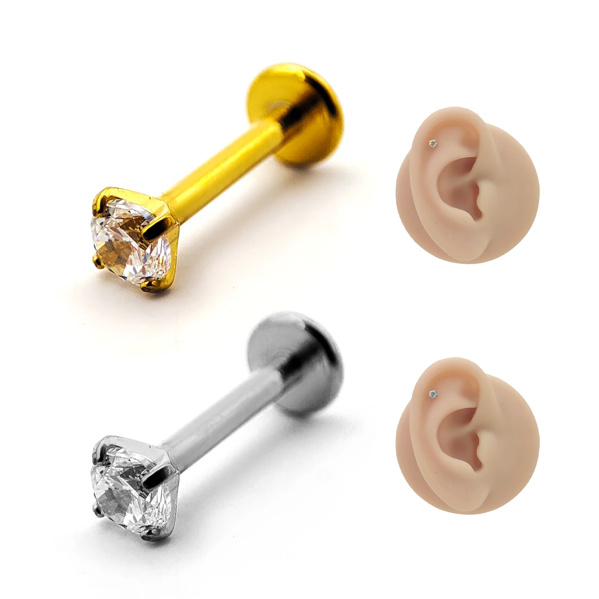 Piercing de Oreja Acero Circulo Zirconia Cubica Clara