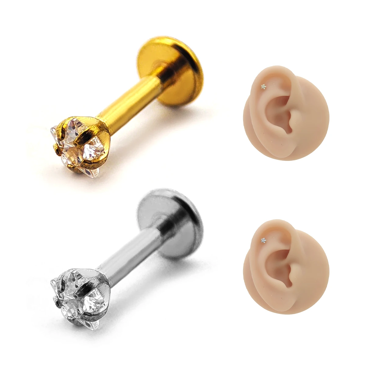 Piercing de Oreja Acero Estrella Zirconia Cubica Clara