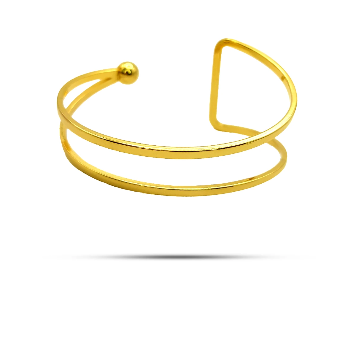 Pulsera Acero Dorado Dos Lineas Delgadas Asimétrico
