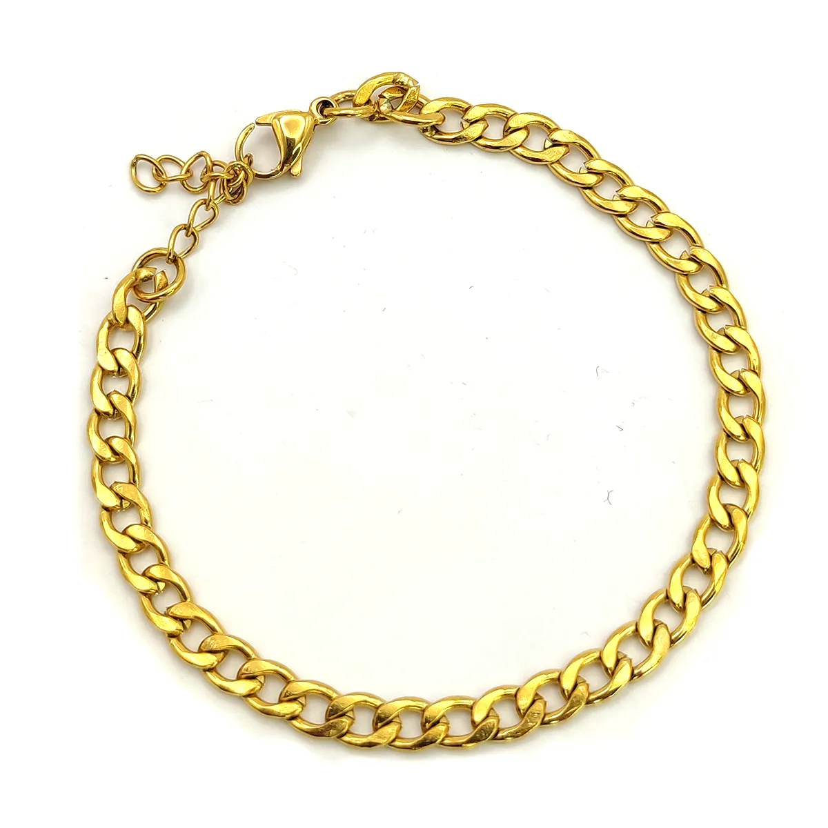 Pulseras Acero Dorado Eslabon Barbado Cubano Delgada