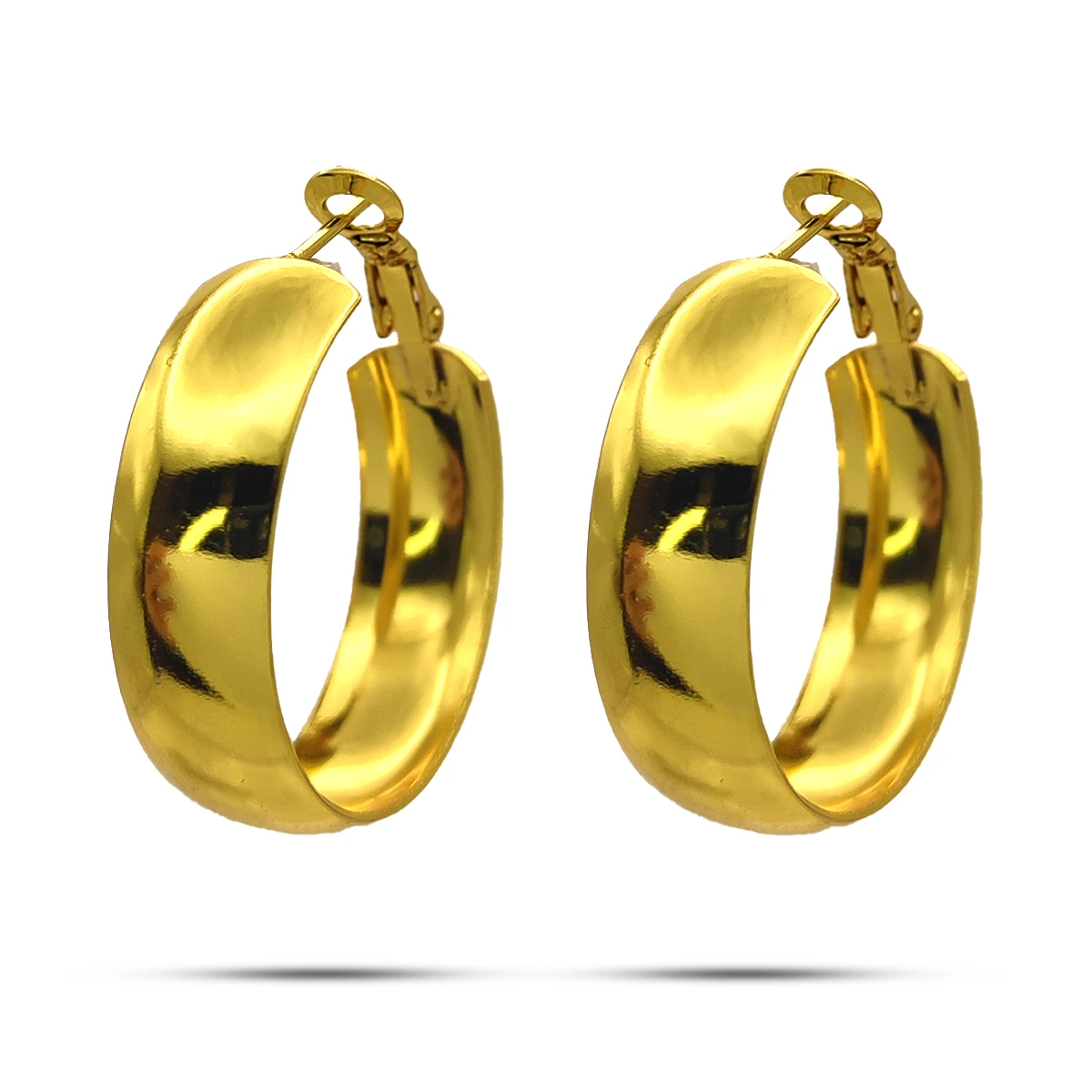 Aretes Acero Inox Dorado Arracadas Ligeras Anchas Lisas