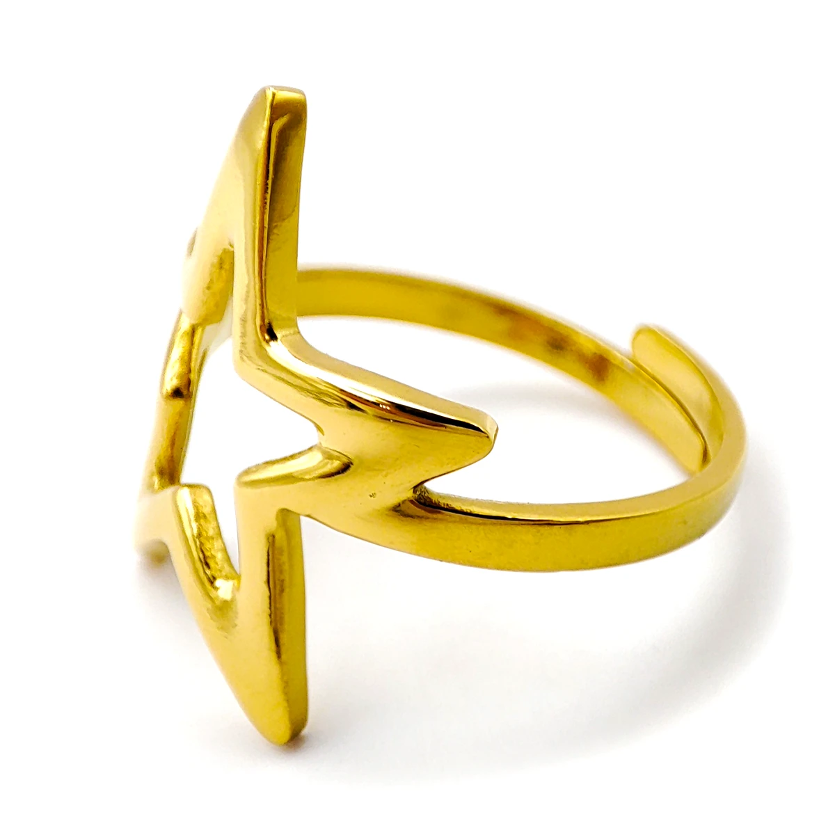 Anillo Acero Dorado Contorno Estrella Lisa Ajustable 3