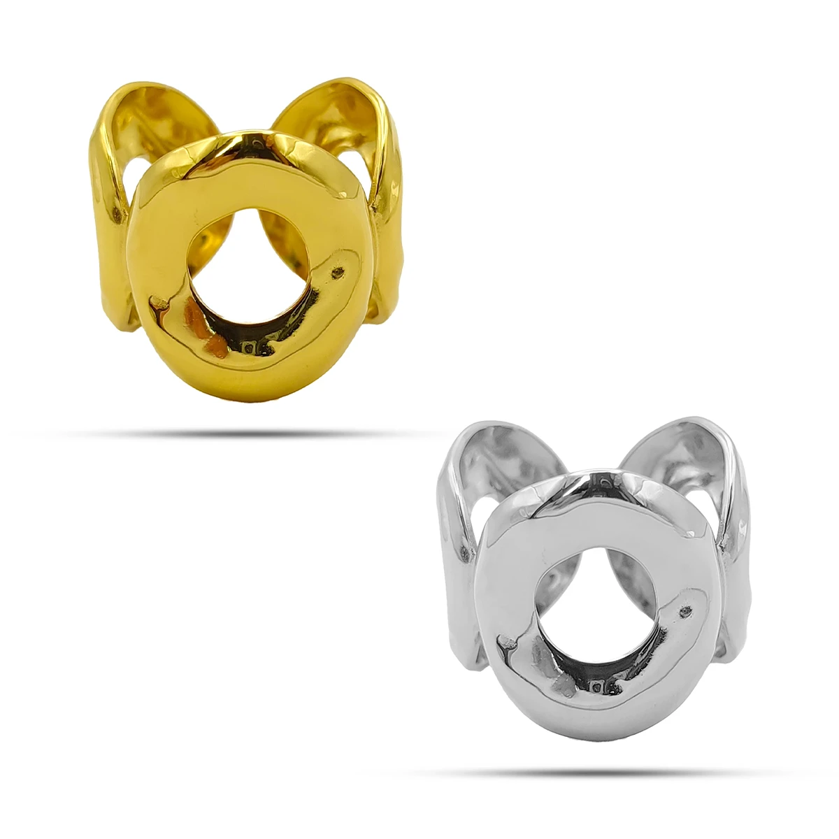 Anillo Acero Inox Circulos Unidos Huecos Chunky Ajustable