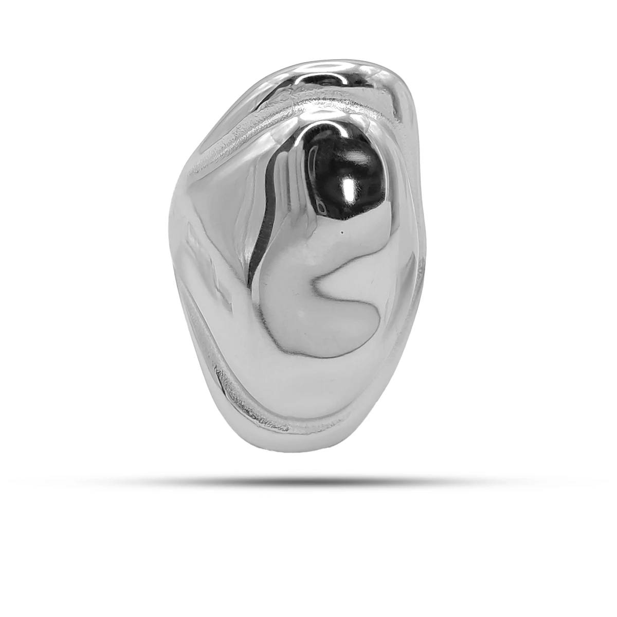 Anillo Acero Inox Escudo Martillado Pulido Ajustable