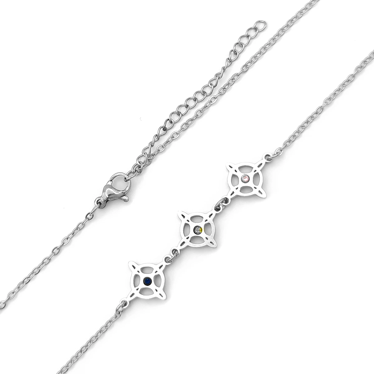 Collar Acero Plateado Nudo de Bruja Triple Proteccion 3