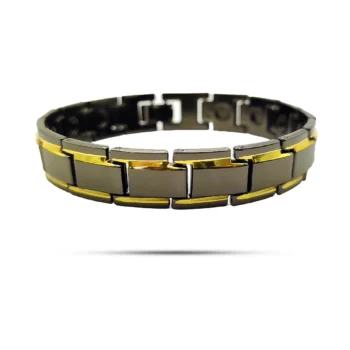 Pulsera Acero Bicolor Esclava Elegante Pulida Hombre