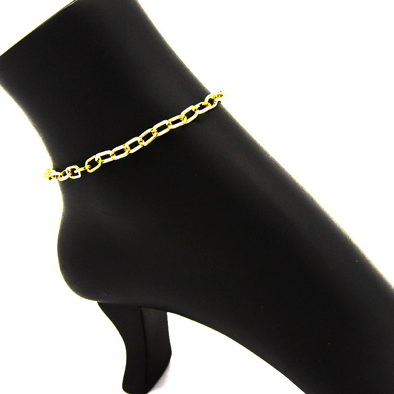 0032 0 Tobillera Acero Inoxidable Dorado Eslabon Ovalado