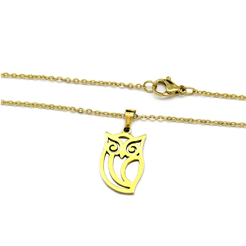 0246 1 Set de Joyeria Dorado Cadena Aretes Dije Buho Lechuza