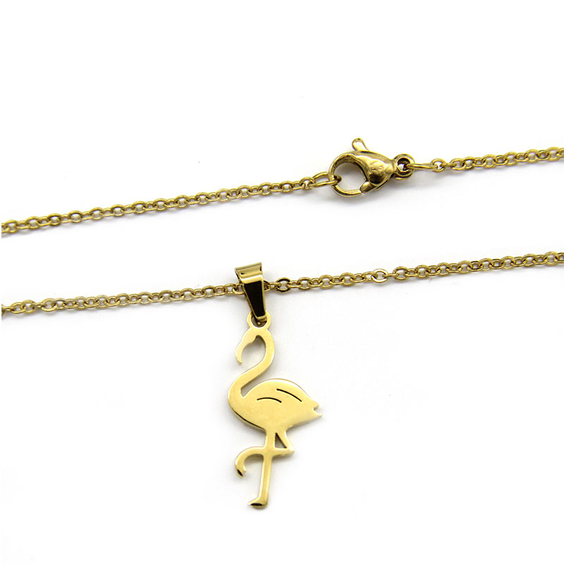 0247 1 Set de Joyeria Acero Inoxidable Dorado Flamingo Flamenco