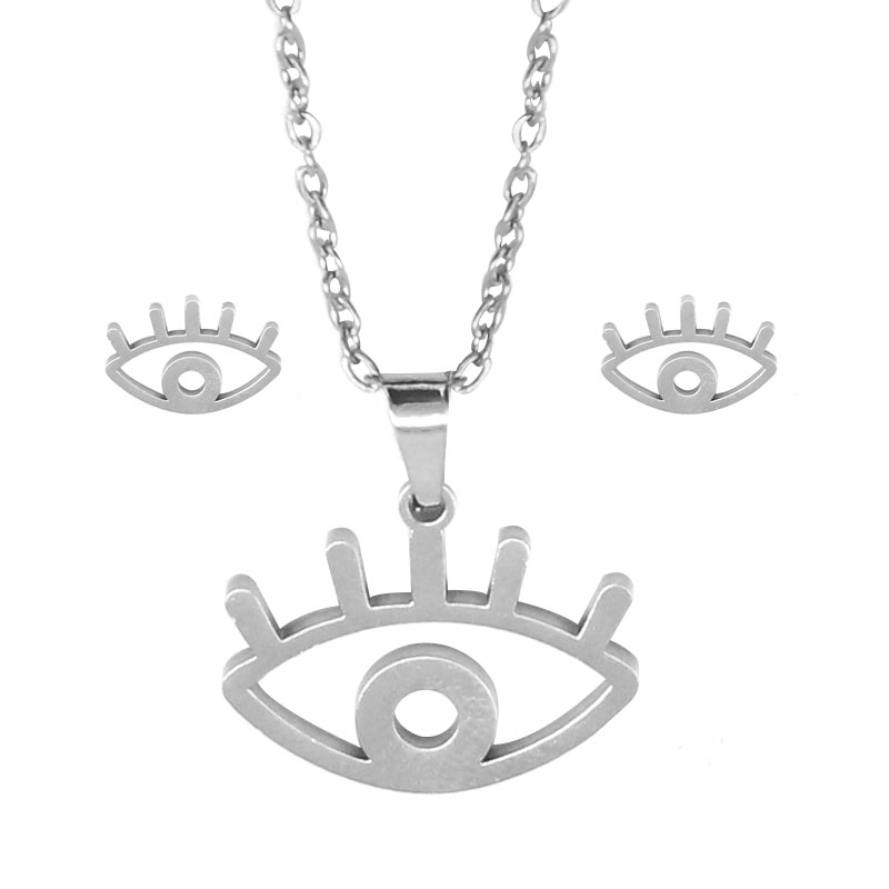 0262 Set de Joyeria Acero Inox Plateado Contorno Ojos Pestanas