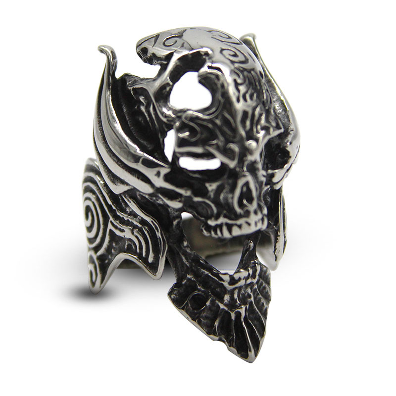 0378 1 Anillo Acero Inoxidable Plateado Duende Demonio Calavera
