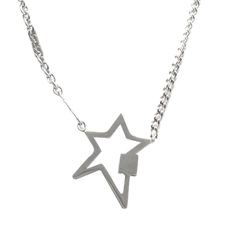 0511 Collar Acero Inoxidable Plateado Estrella Abstracta