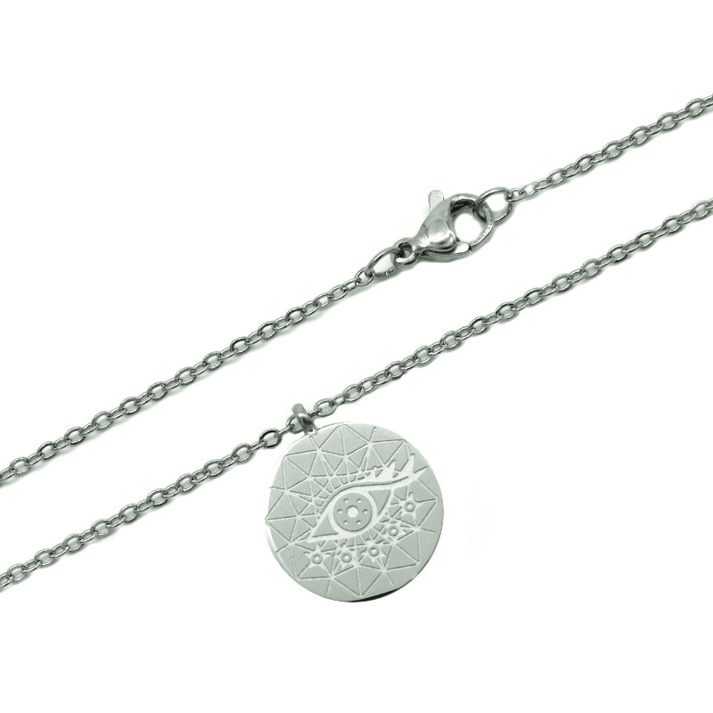0515 0 Collar Acero Inoxidable Plateado Ojo Turco Mandala