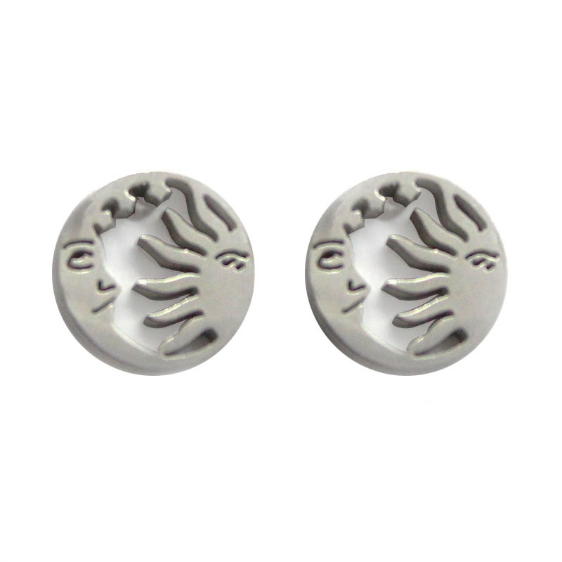 0701 Aretes Acero Plateado Eclipse Sol Luna Estrellas