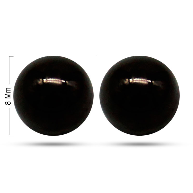 0732 Aretes Tipo Broquel Acero Inoxidable Negro Esfera 8Mm