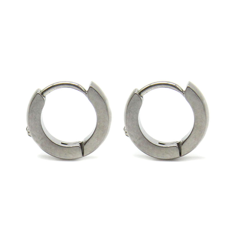 0741 1 Aretes Tipo Arracada Lisa Nina Acero Plateado Cristal